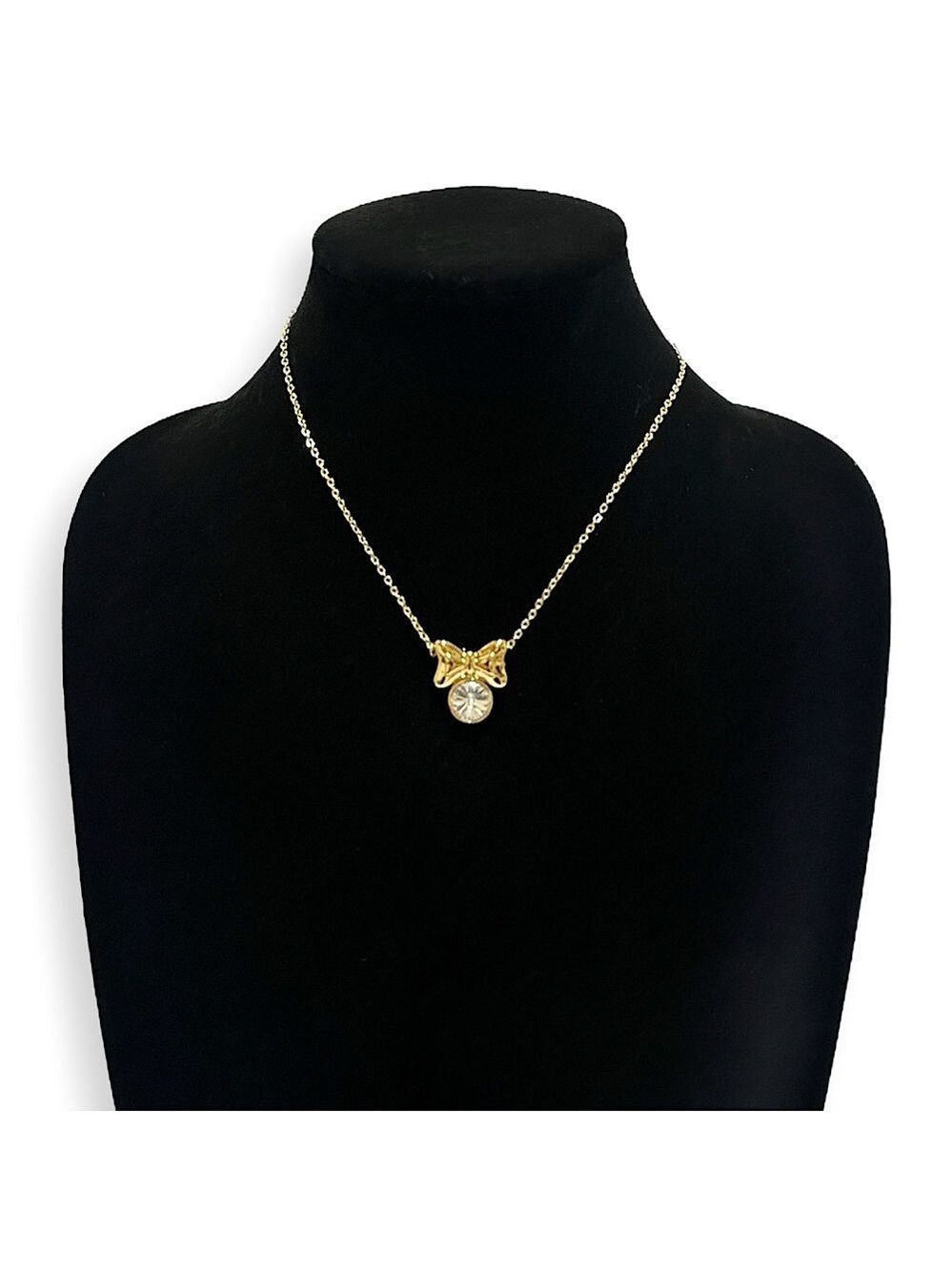 SWAROVSKI 🎀 Must-Have 🎀 Gold-Tone Bow Necklace w Crystal Pendant | NWOT - Picture 8 of 10